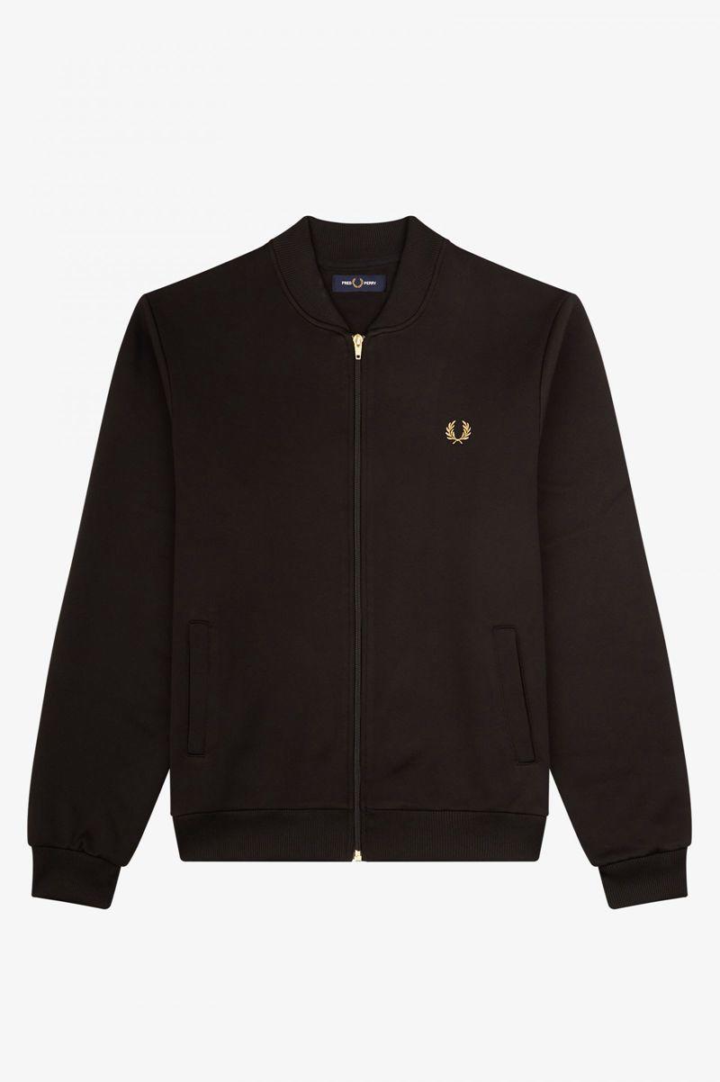 Geaca Barbati Fred Perry Piqué Texture Track Negrii | RO 1230ILHS